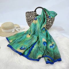 COLOR PLAID SATIN SCARF WRAP FOR SUMMER SUN_CWASC0238