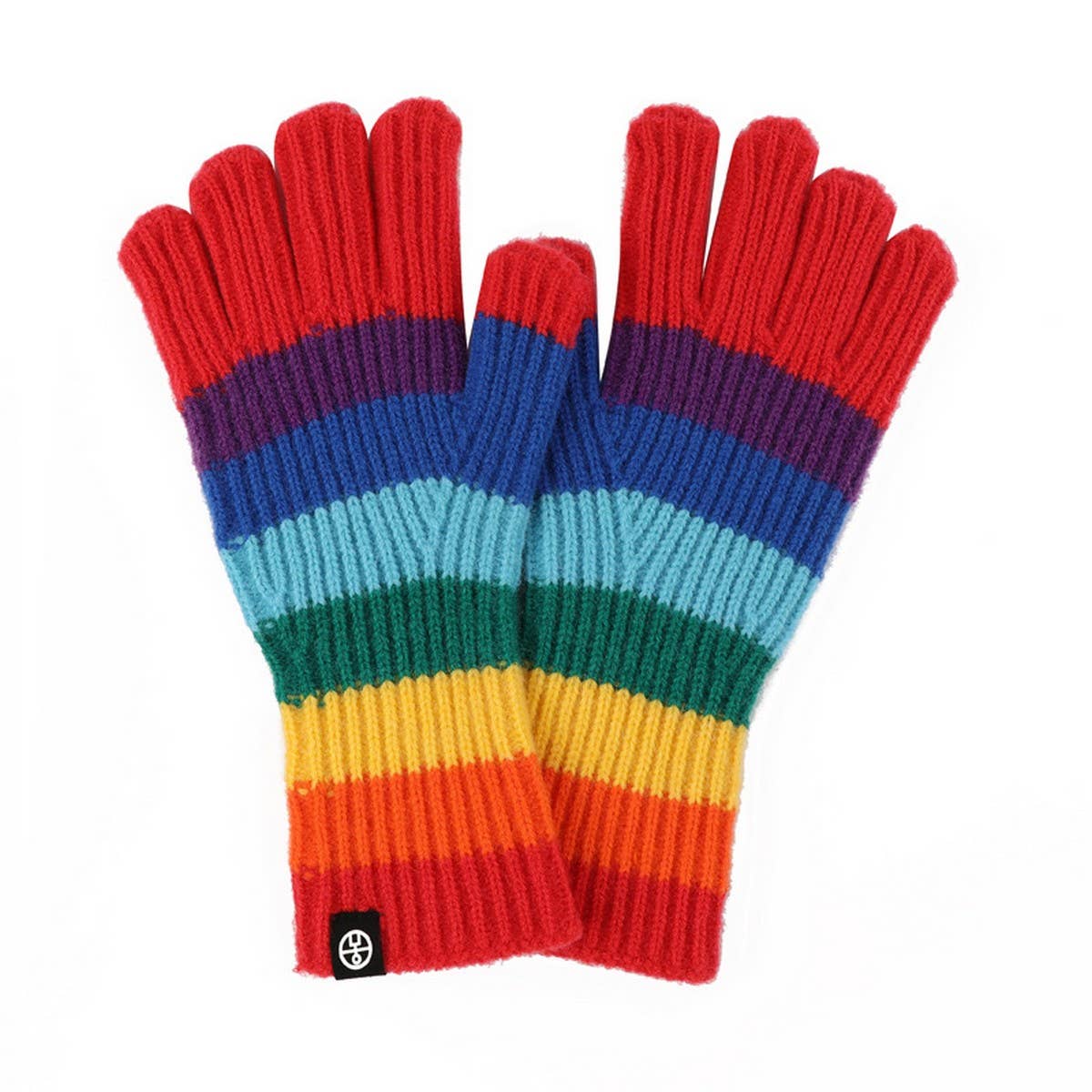 Winter Rainbow Striped Knitted Fingerless Gloves_Cwag0397