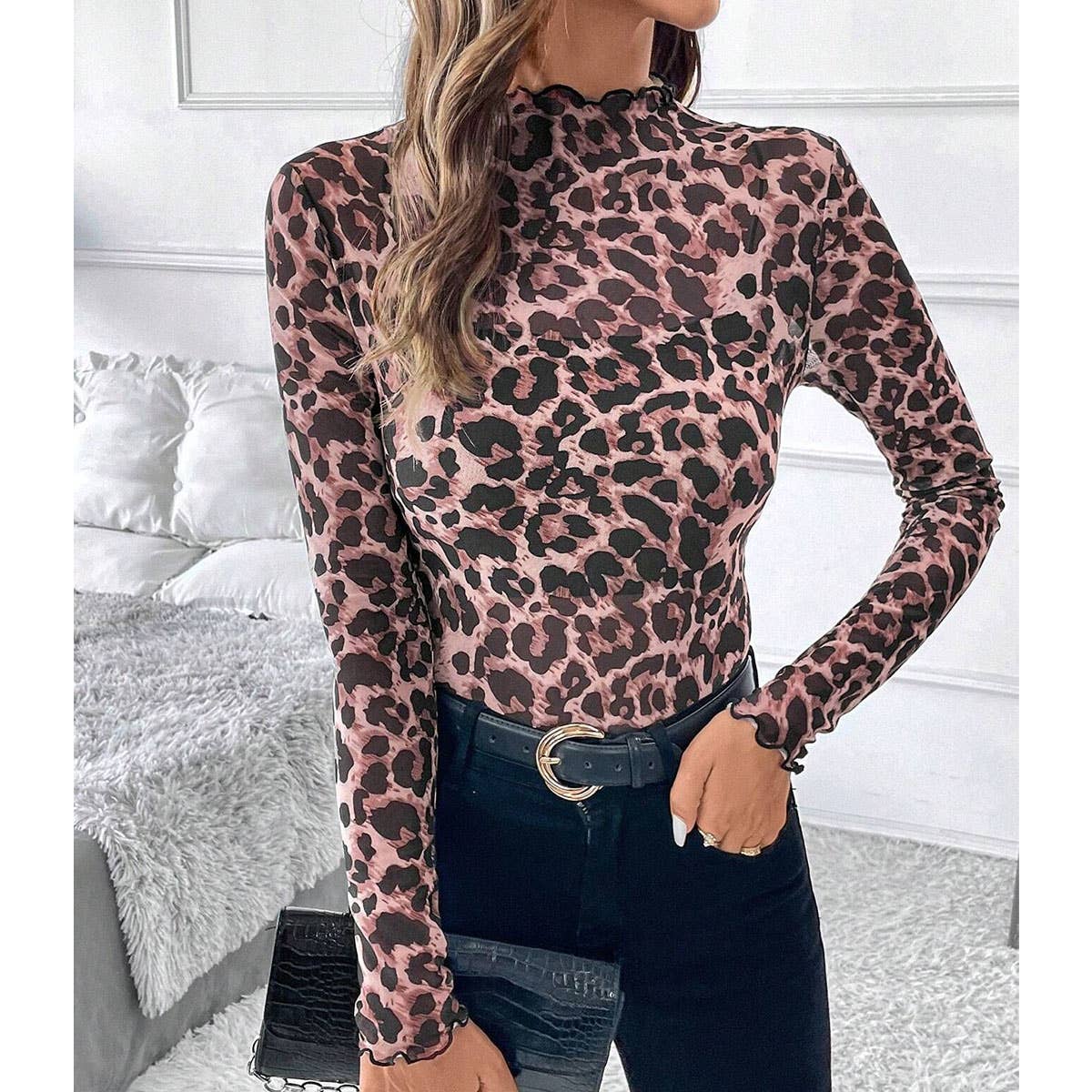 SEXY LEOPARD PRINT MESH FITTED T SHIRT_CWTBLL3423
