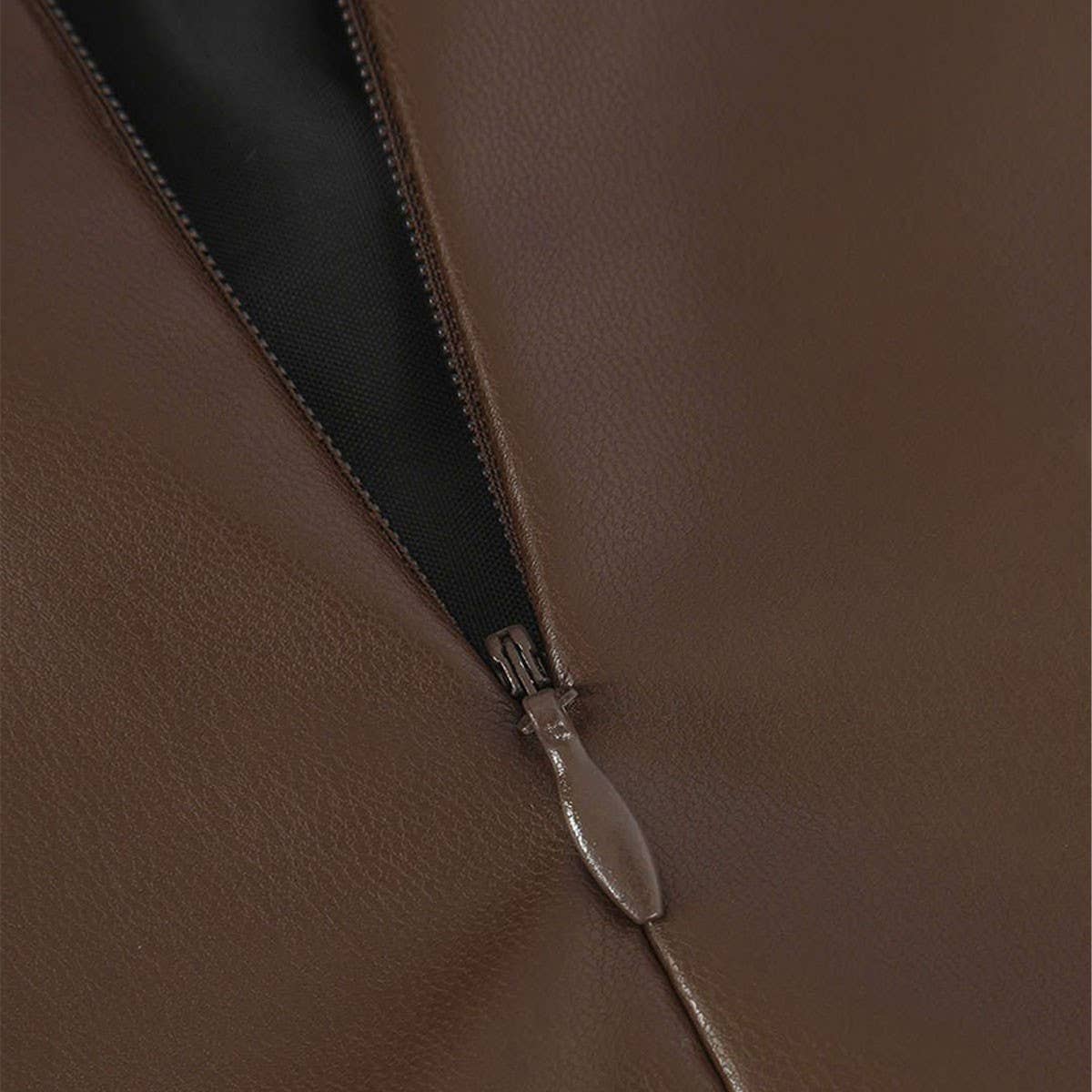 PU SLIT LEATHER SKIRT HIGH WAIST ZIPPER SKIRT_CWAB4811