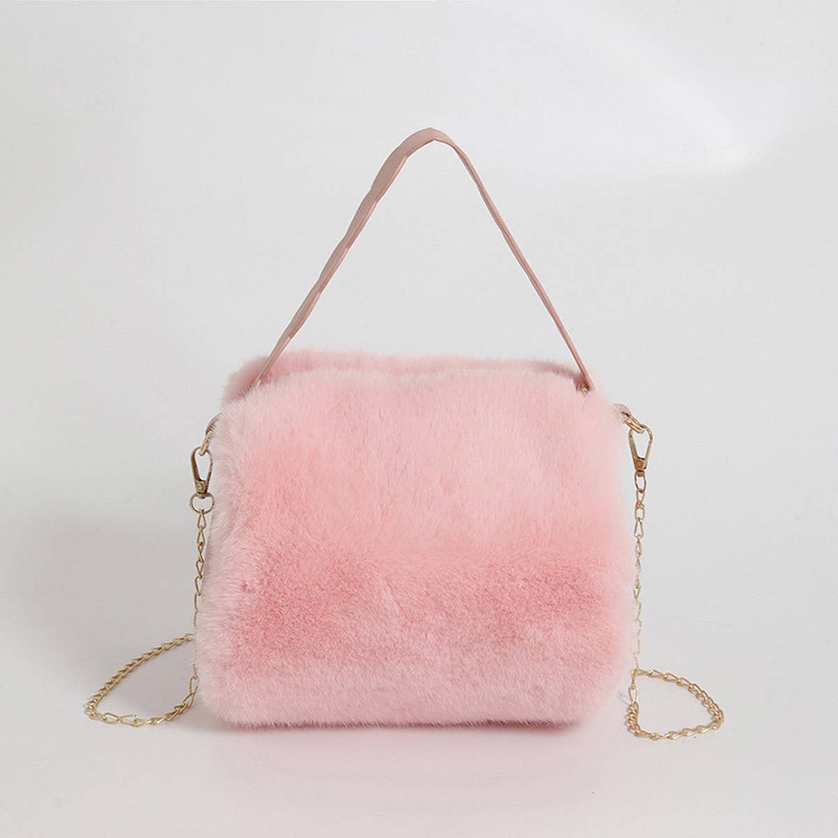 PLUSH TOTE HANDBAG SOFT CHAIN SHOULDER BAG_CUAB00582