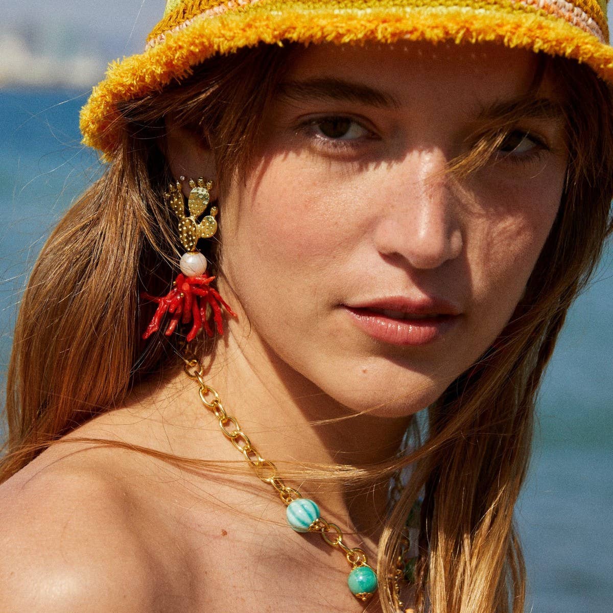 FASHIONABLE DESIGN OCEAN CORAL EARRINGS_CWAJE5048