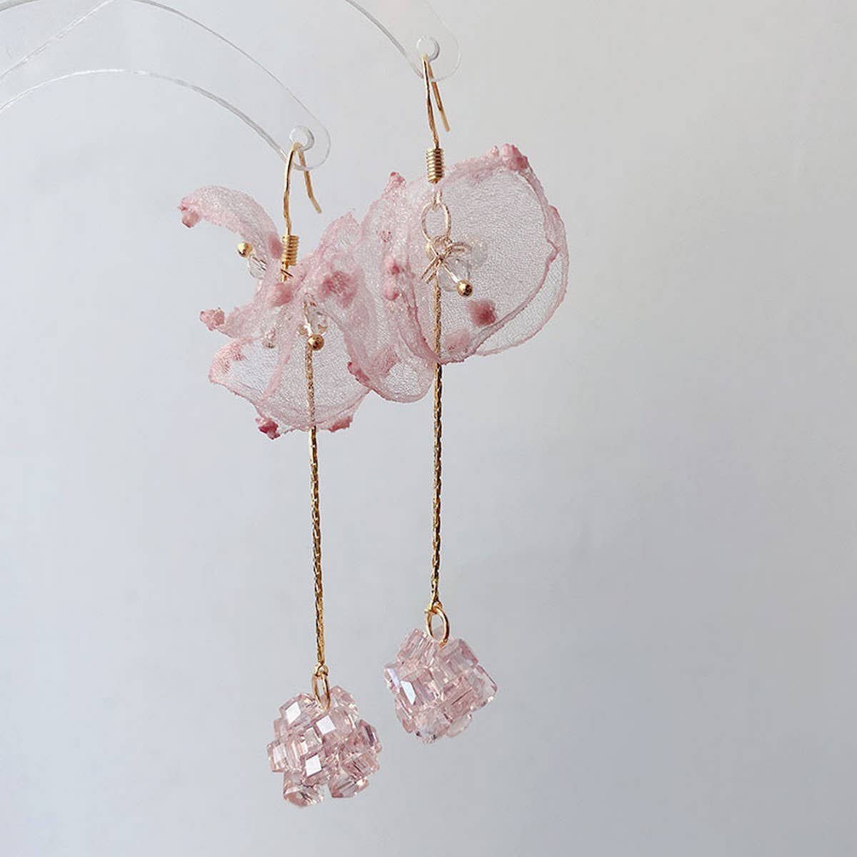 SMALL FRESH CRYSTAL PENDANT TASSEL EARRINGS_CWAJE2176
