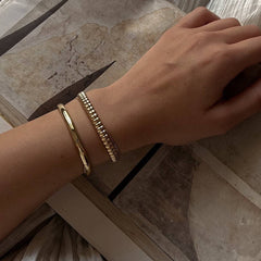 18K GOLD OPEN BANGLE TITANIUM STEEL NO FADE_CWAJE4696