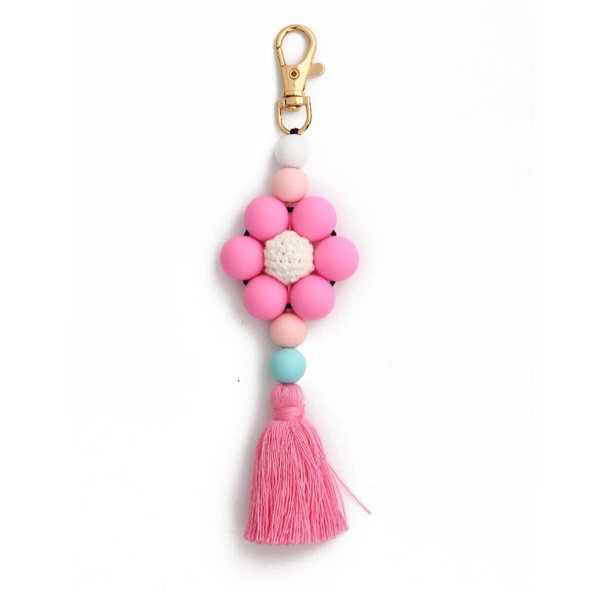 BEADED TASSEL BAG CHARM CREATIVE SILICONE KEYCHAIN_CWMM6864