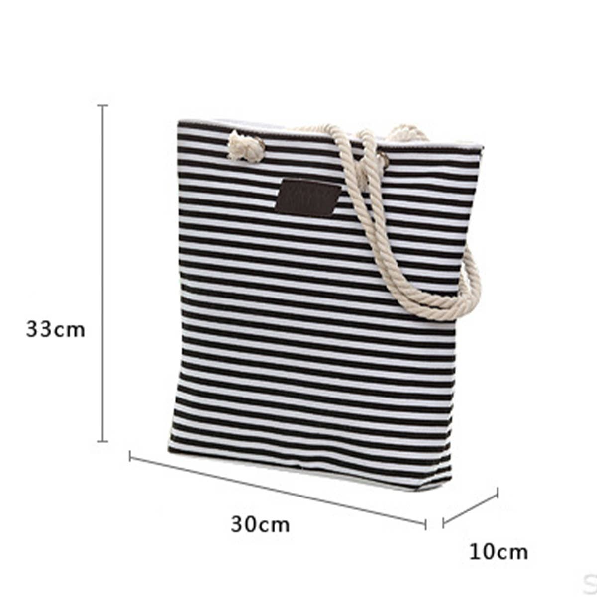 Canvas Striped Shoulder Bag Tote Bag_Cwab1711