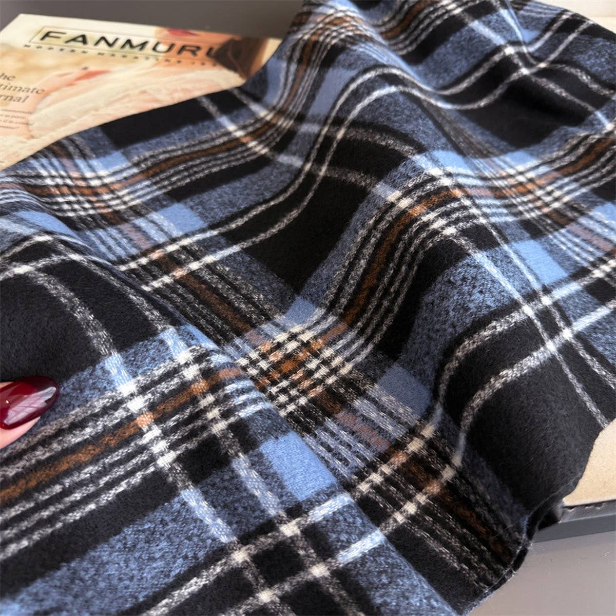 Vintage Plaid Winter Cashmere Feel Tassel Scarf_Cwasc03261