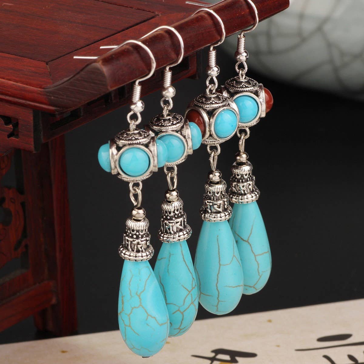 HIGH END ETHNIC RETRO WATER DROP EARRINGS_CWAJE4007