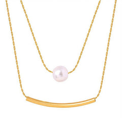 Titanium Steel Necklace With Pearl Pendant