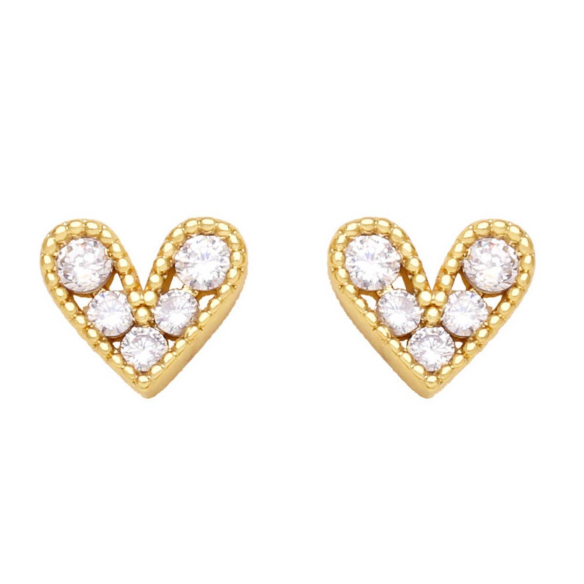 MINI COLORED ZIRCON HEART SHAPED EARRINGS_CWAJE0974