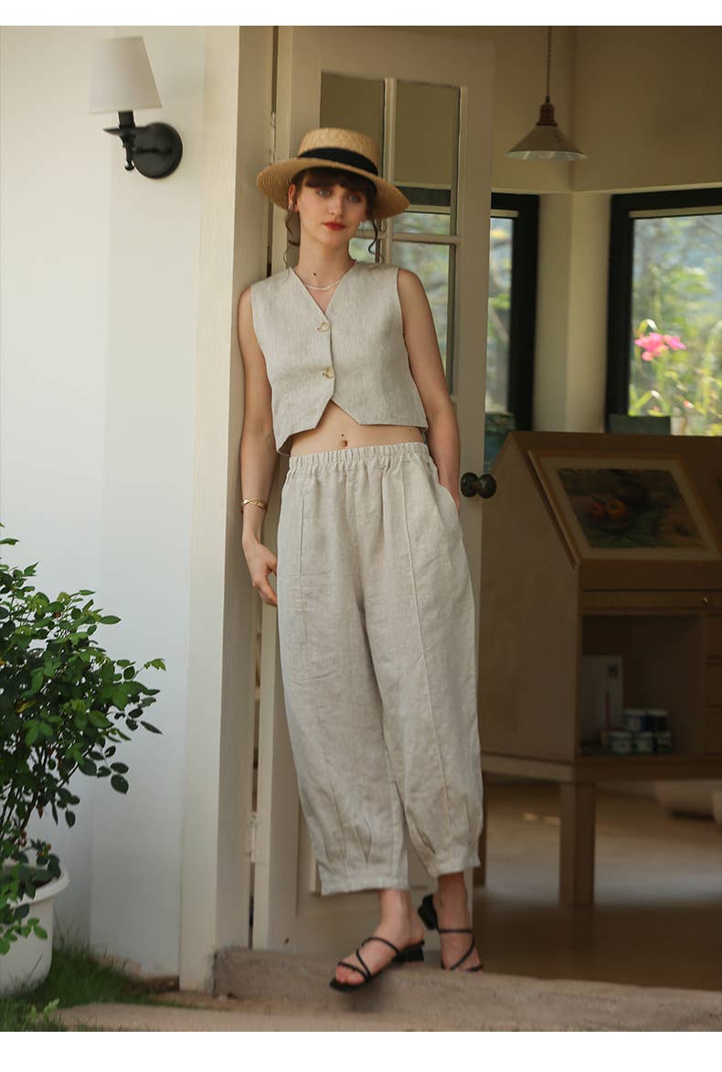 Vintage Harem Pants With Linen Pockets