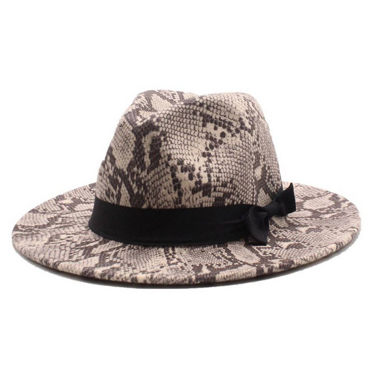 Tweed Hat Snake Pattern Hat Flat Brim Hat Jazz Hat_Cwah2590