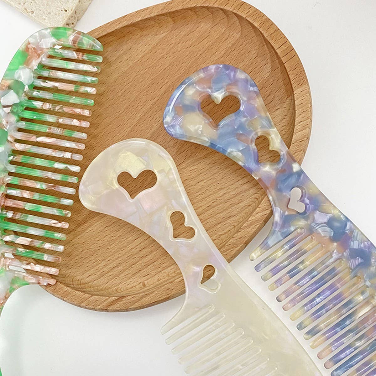 Vintage Acetate Heart Comb For Hair Makeup_Cwmm6432