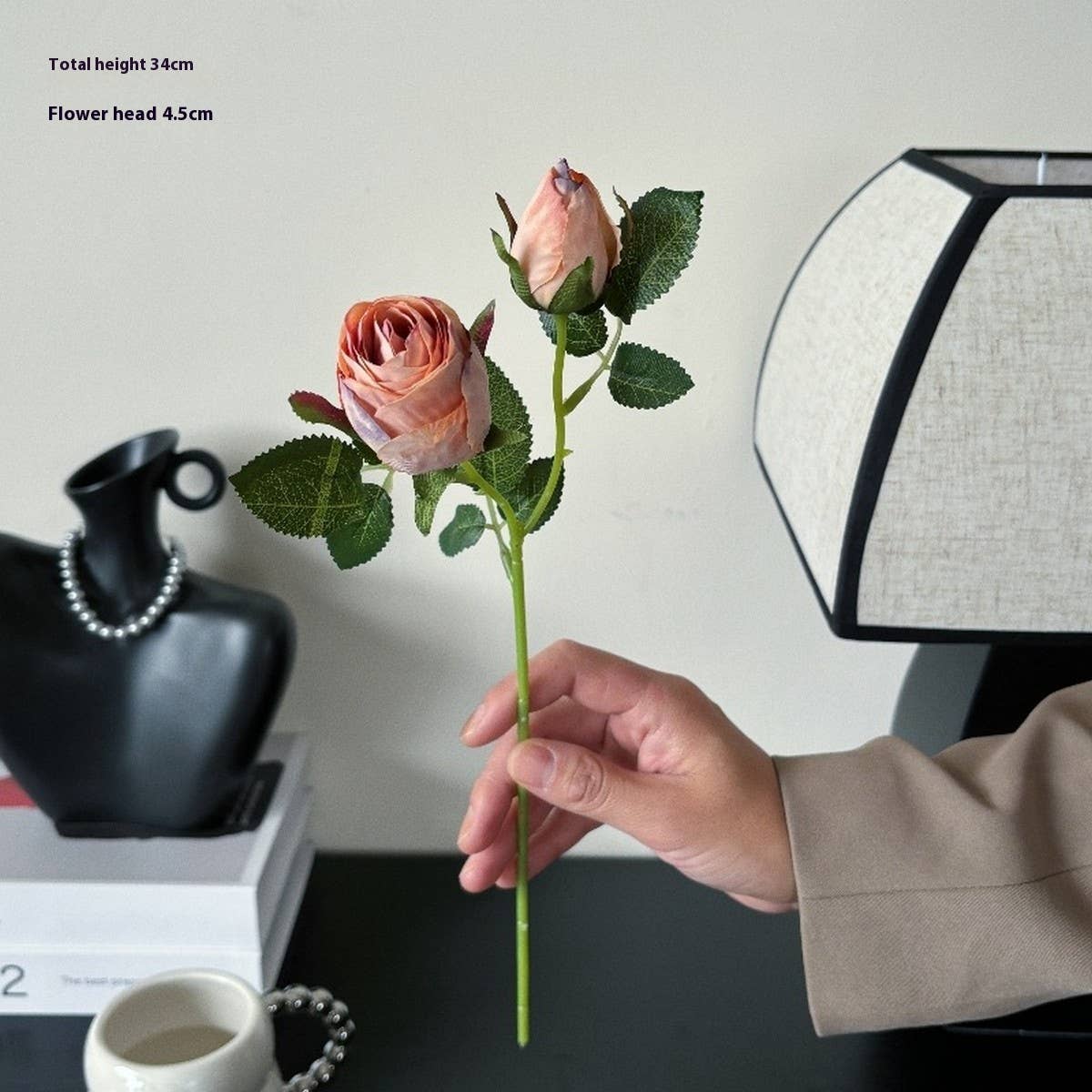 Vintage 2-Head Burnt Edge Mini Rose Bouquet_Cwmm6575