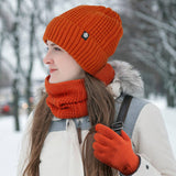 Winter Wool Warm Plus Fleece Scarf Three Piece Set_Cwmm2811