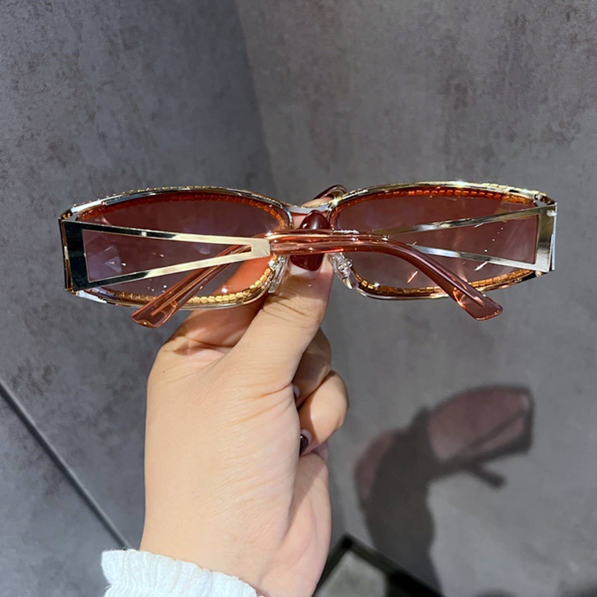 PERSONALIZED DIAMONDSTUDDED RETRO HOLLOWSUNGLASSES_CWASG0765