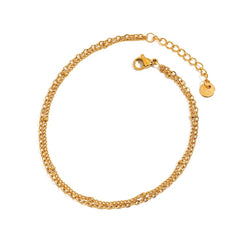 Trendy 18K Gold Beaded O-Link Double Anklet