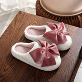 Winter Warm Bow Cotton Slippers For Women_Cwshf00227