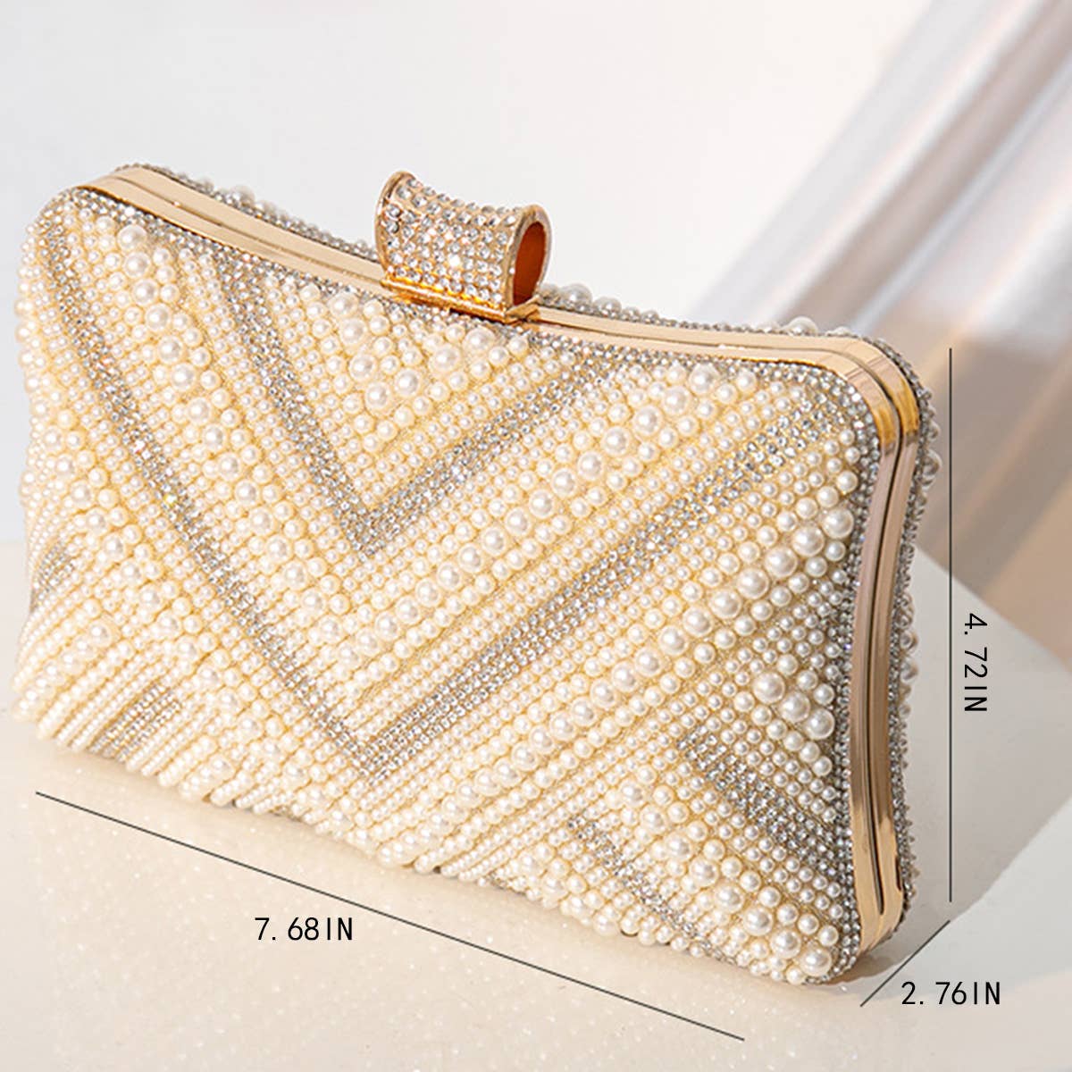 NEW HAND BEADED PEARL BANQUET CLUTCH_CWAB2486