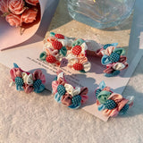 SWEET FABRIC FLOWER STUD EARRINGS HANDMADE FRESH_CWMM6281