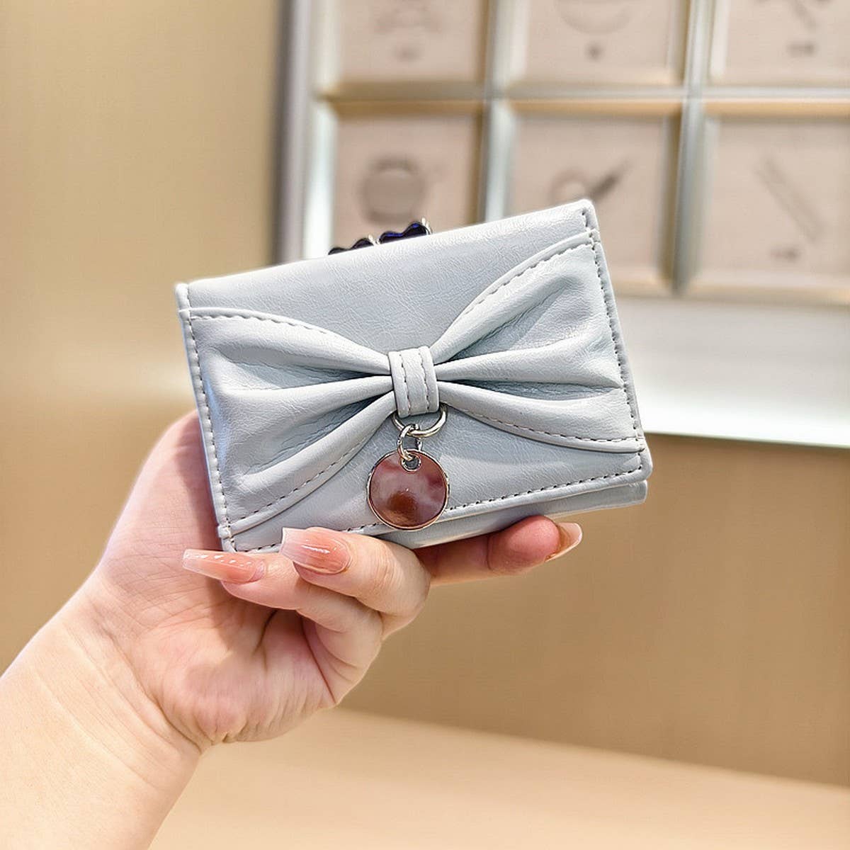 Cute Bow Heart Trifold Wallet With Coin Pouch_Cwab06215