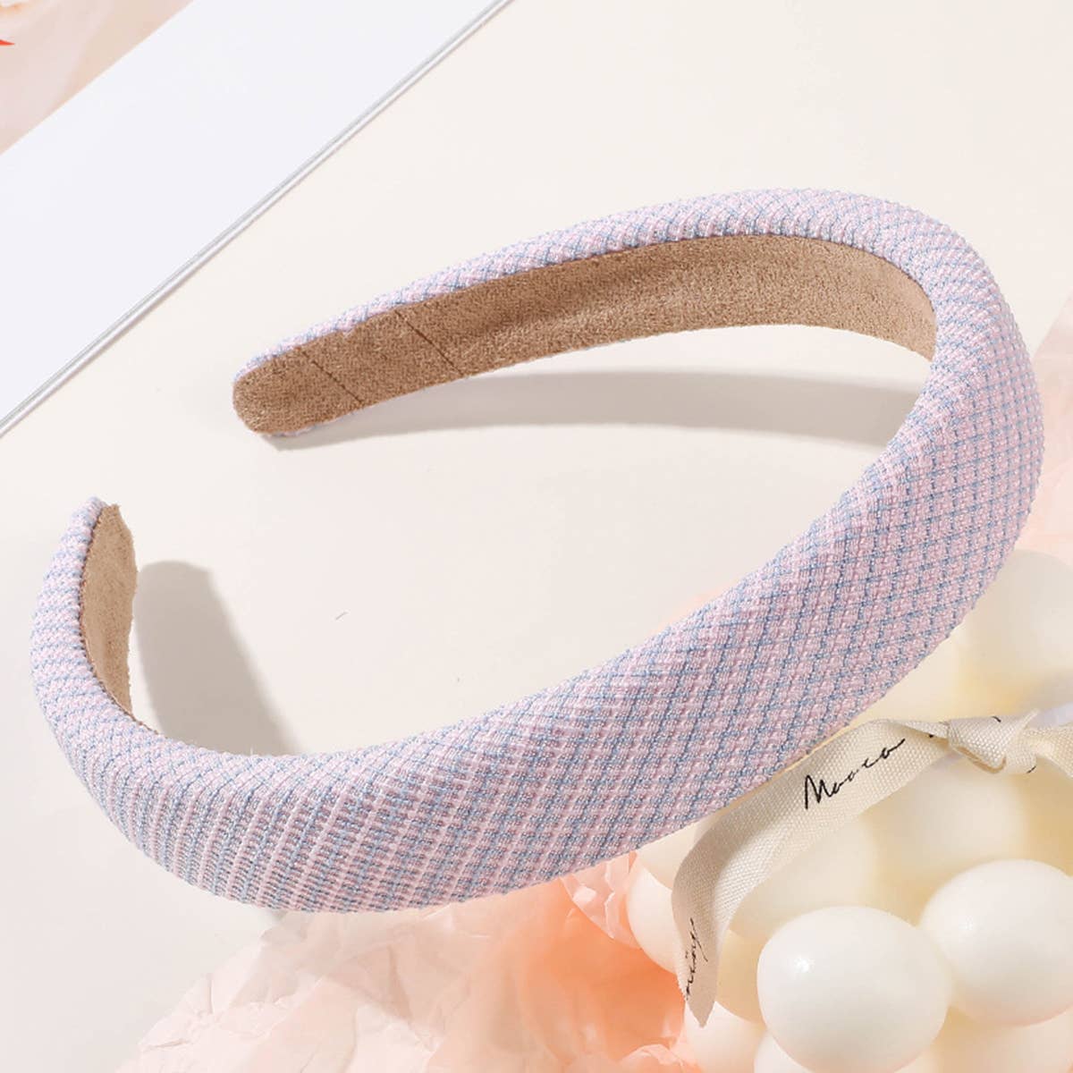 PLAID PATTERN HAIR HOOP_CWAHA0225