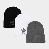 Turtle Embroidery Knitted Hat Outdoor Warm Beanie_Cwah2091
