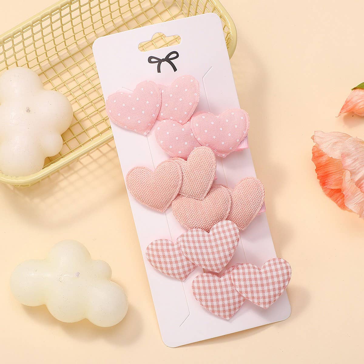 CUTE HEART HAIR CLIP SET FOR GIRLS WARM COLORS_CWAHA6726