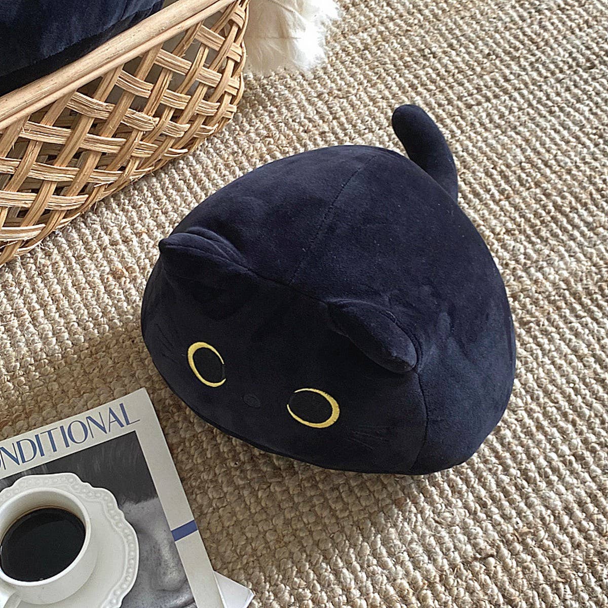 CUTE BLACK CAT PLUSH TOY PILLOW_CWMM0862