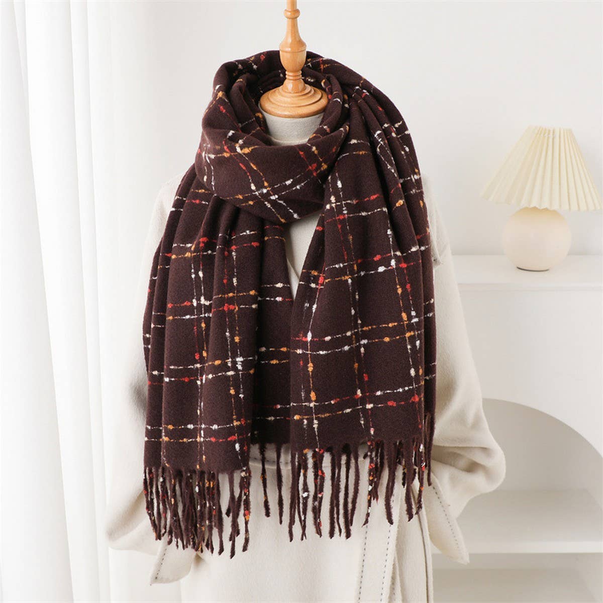 LIGHTWEIGHT KOREAN STYLE FRINGE WINTER SCARF WRAP_CWASC2780