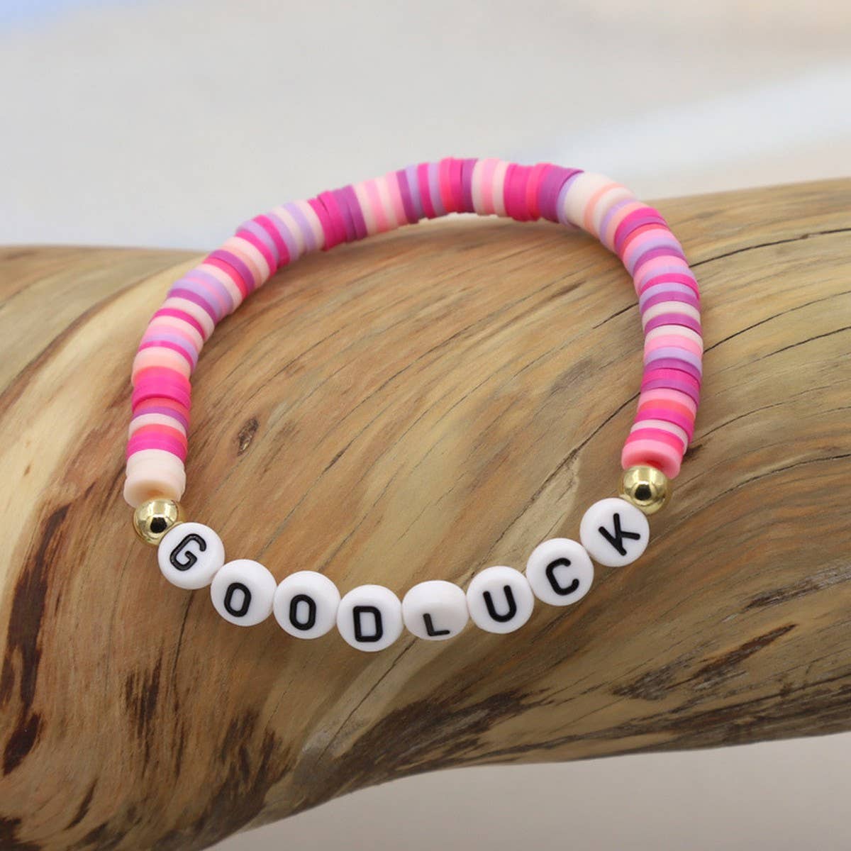 COLORFUL POLYMER CLAY LETTER BEADED BRACELET_CWMM3570