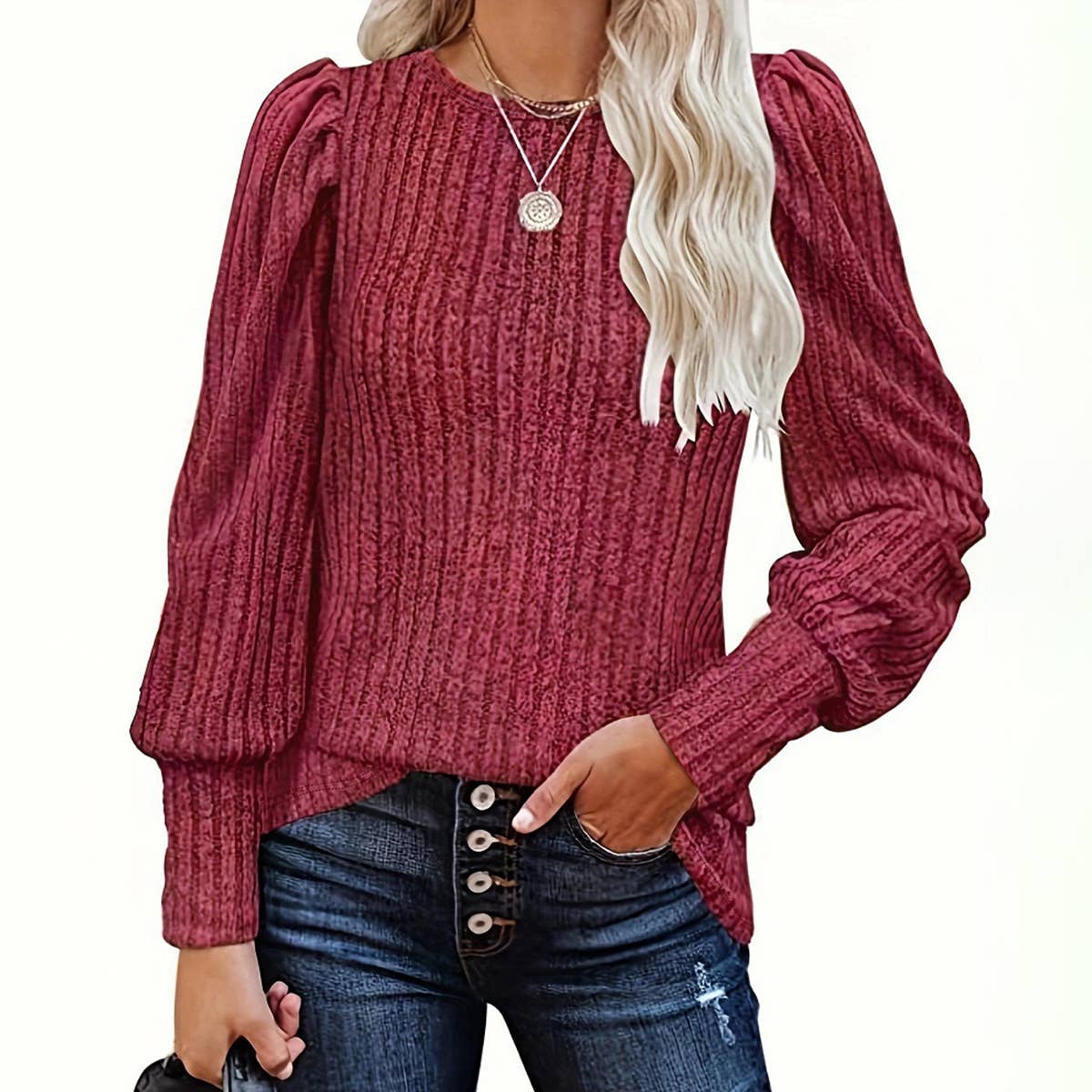 Solid Color Fur Pit Stripe Round Neck T-Shirt