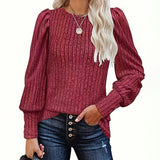Solid Color Fur Pit Stripe Round Neck T-Shirt