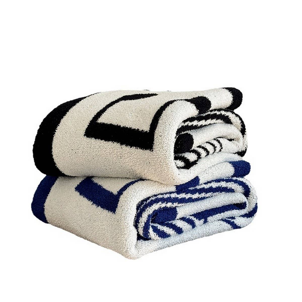 MUSICAL NOTE TWO COLOR KNITTED WARM THROW BLANKET_CWMM2373