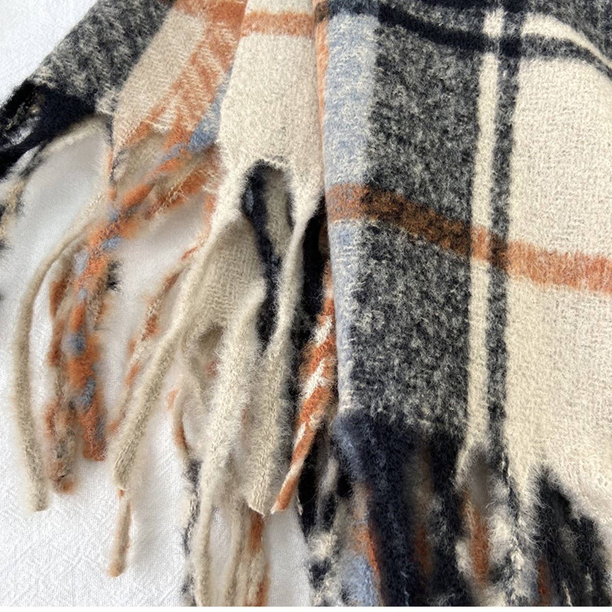 Plaid Thick Scarf Winter Warm Shawl With Tassels_Cwasc1462