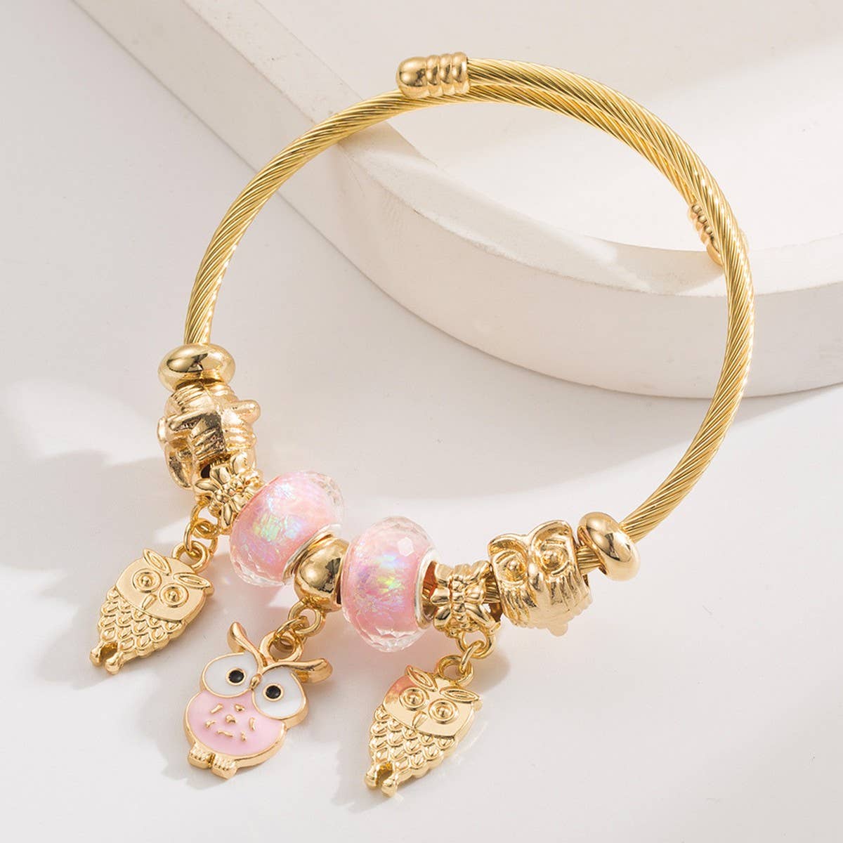 ADJUSTABLE OWL BUTTERFLY CHARM COUPLE BRACELET_CWMM8482