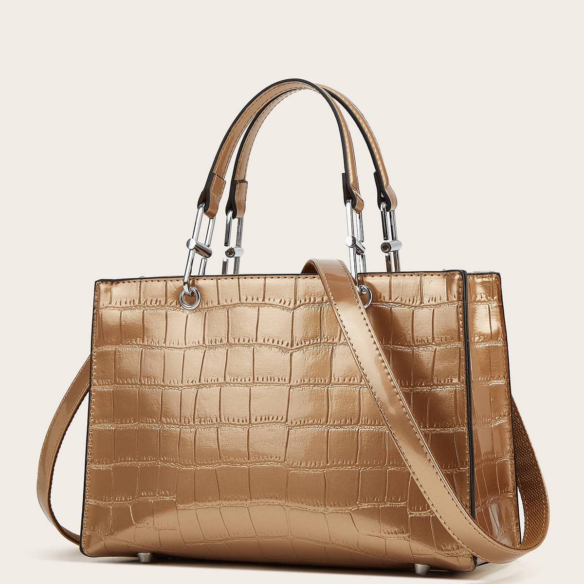 Vintage Crocodile Print Large Tote Bag_Cwab2659