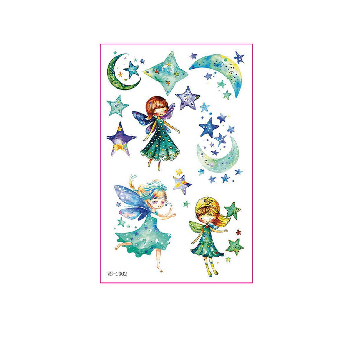 KIDS GLITTER TATTOO STICKERS BEAR BUTTERFLY STARS_CWMM8362