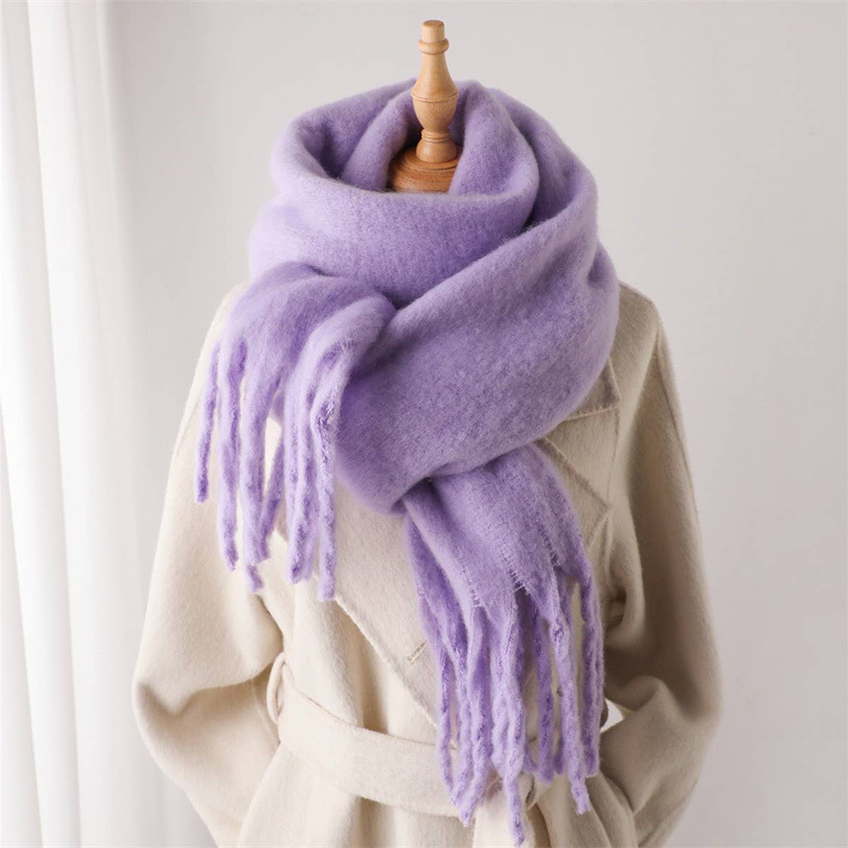 MOHAIR TASSEL SCARF FOR WINTER UNISEX LONG SHAWL_CWASC0965