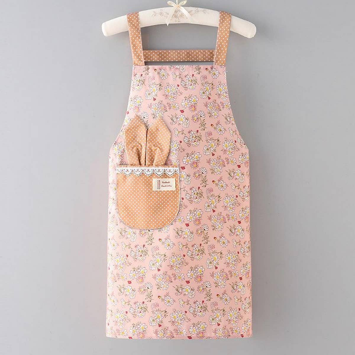 CUTE FLORAL CANVAS BIB APRONS WITH POCKETS_CWMM2049