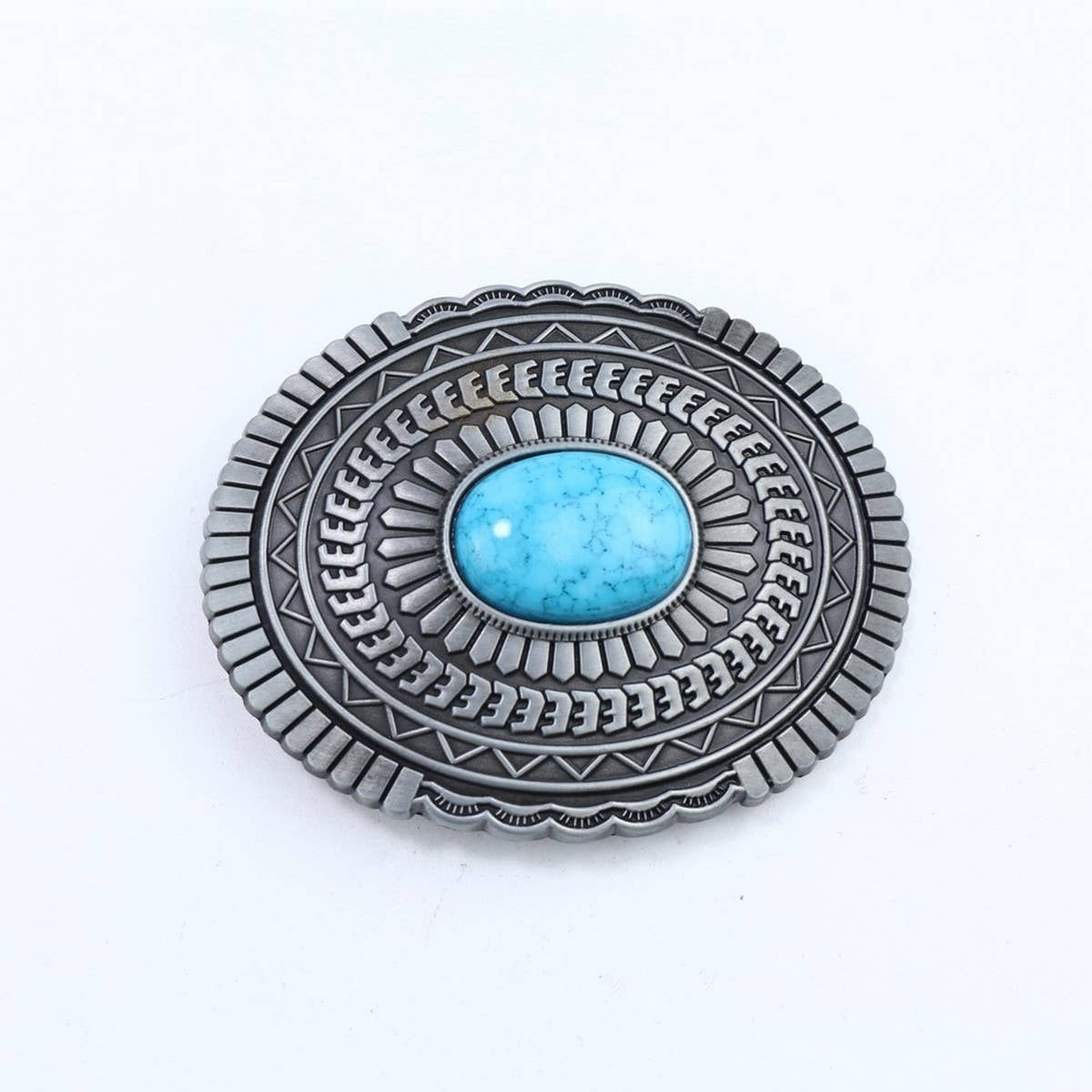 Western Belt Buckle With Turquoise Accents_Cwabe0428