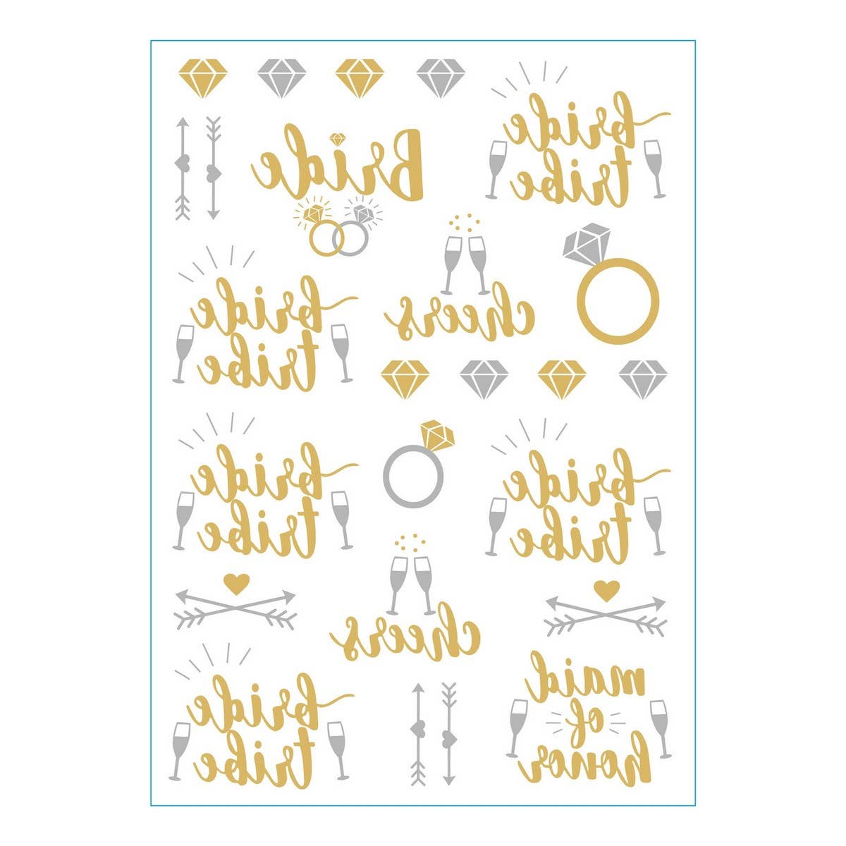 ROSE GOLD BRIDE TATTOOS METALLIC PARTY STICKERS_CWMM8243