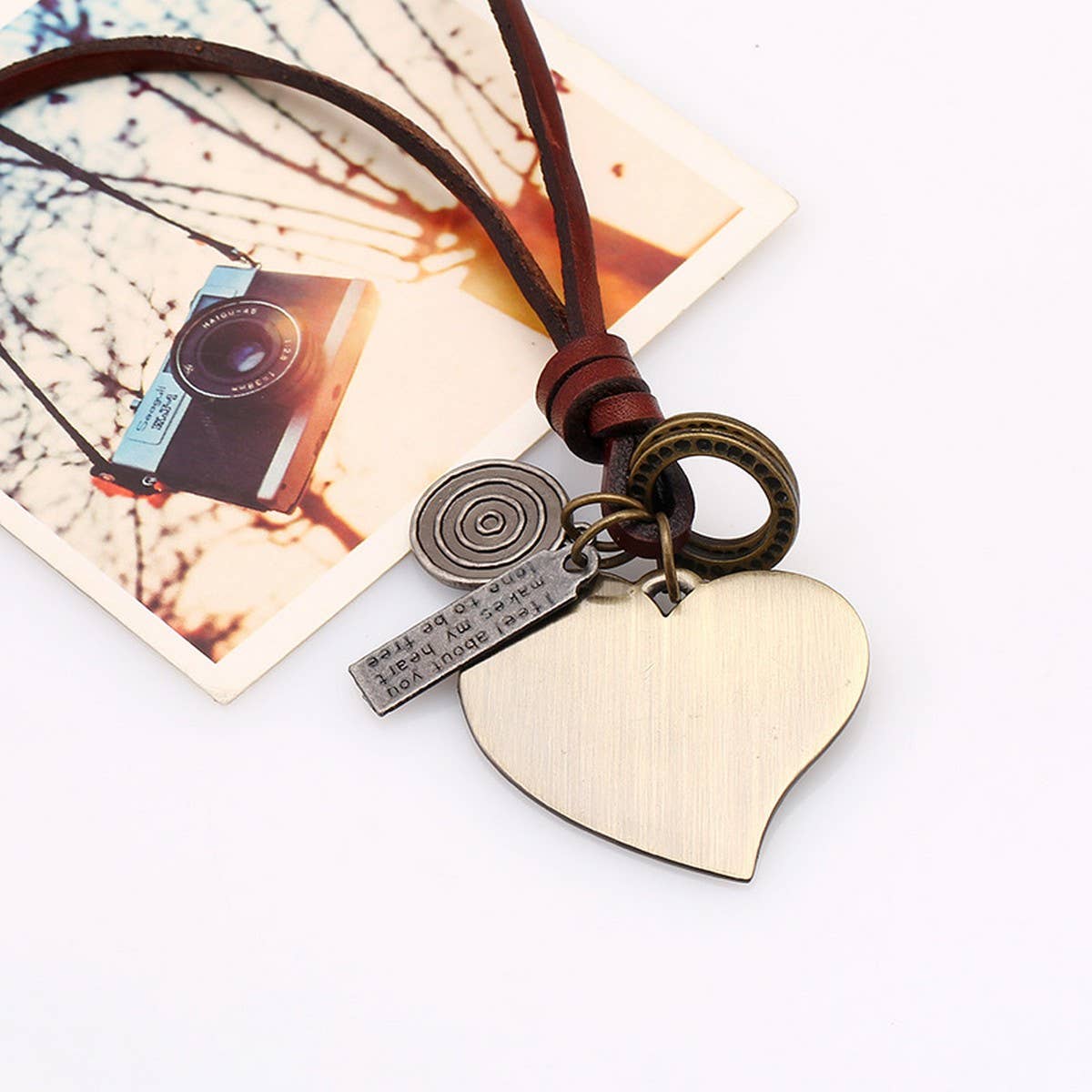 NEW RETRO HEART LONG LEATHER NECKLACE_CWMM4605