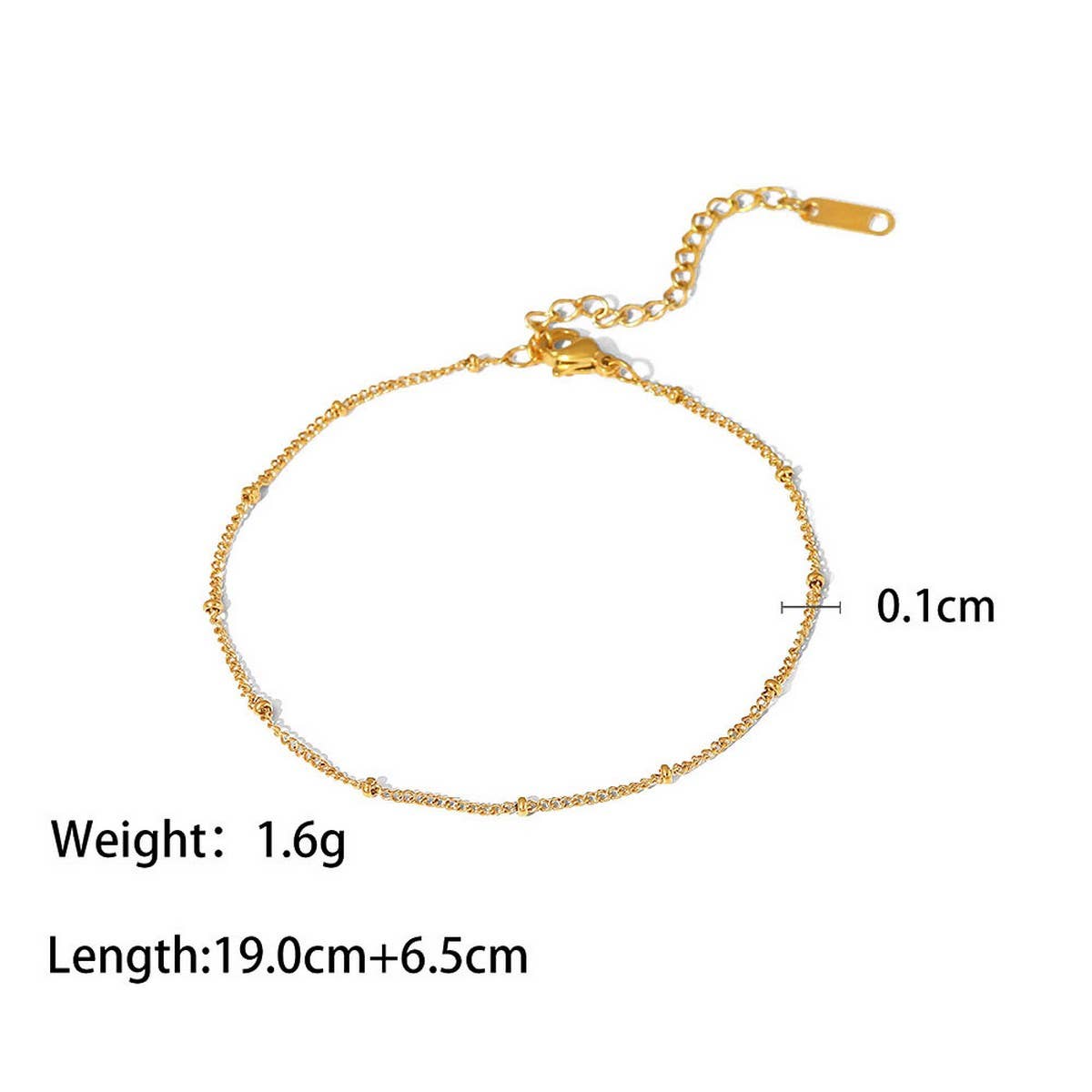 18K GOLD BEADED CHAIN ANKLET NON TARNISH_CWAJE4630