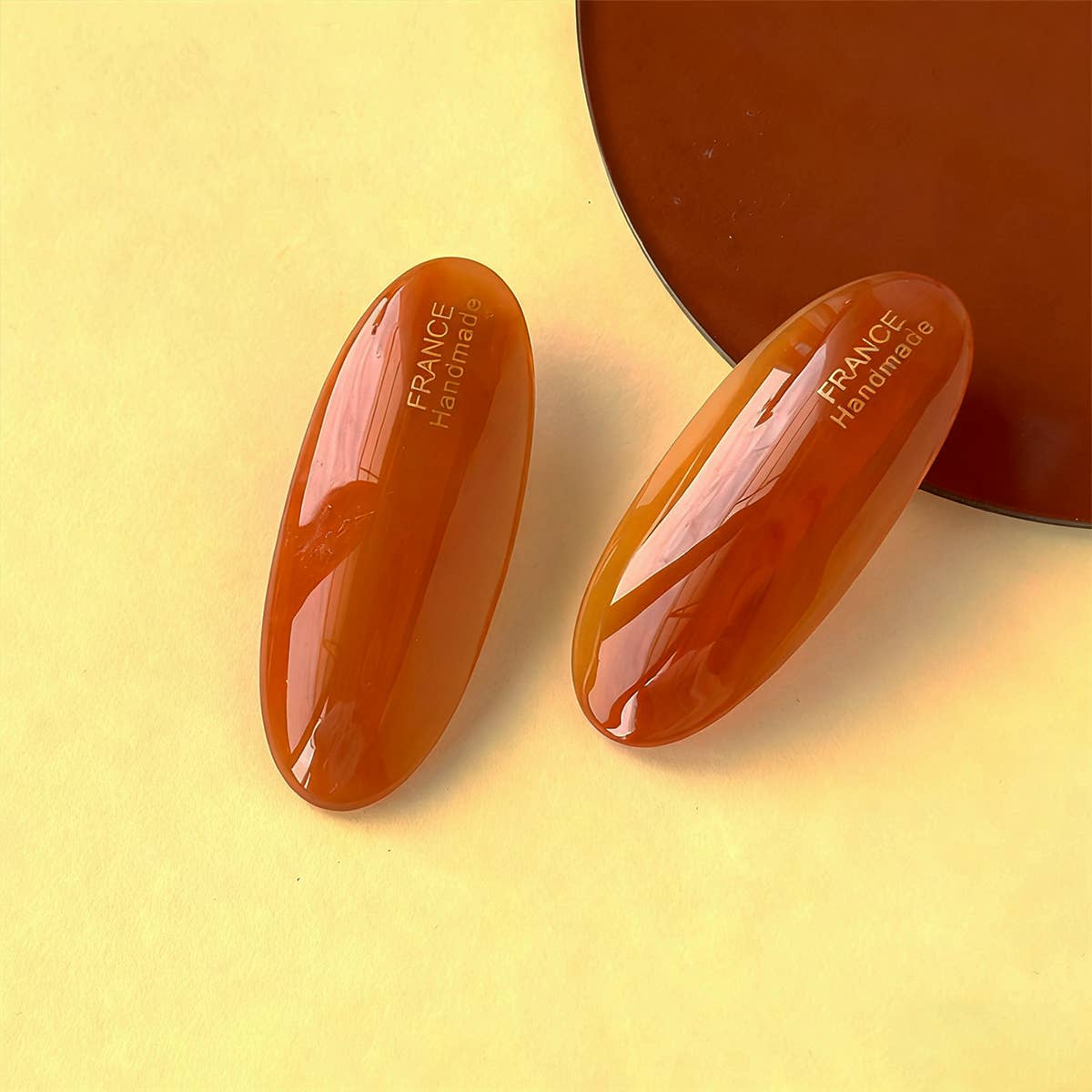 Marble Pattern Oval Resin Hair Barrettes For Women_Cwaha0753