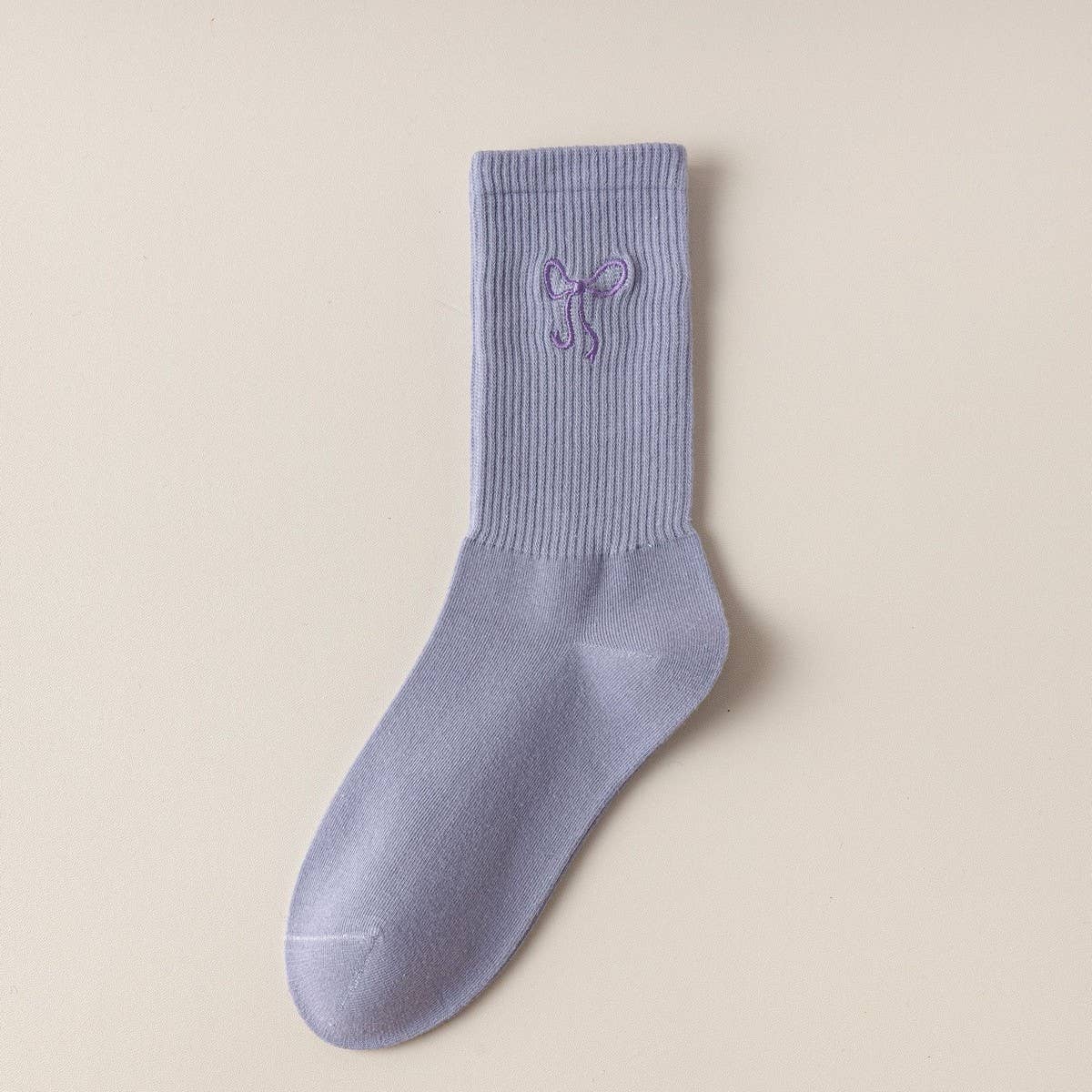 Women'S Embroidered Bow Crew Socks_Cwms0921
