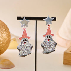 HALLOWEEN FUNNY PUMPKIN BAT LEAF EARRINGS_CWAJE2421