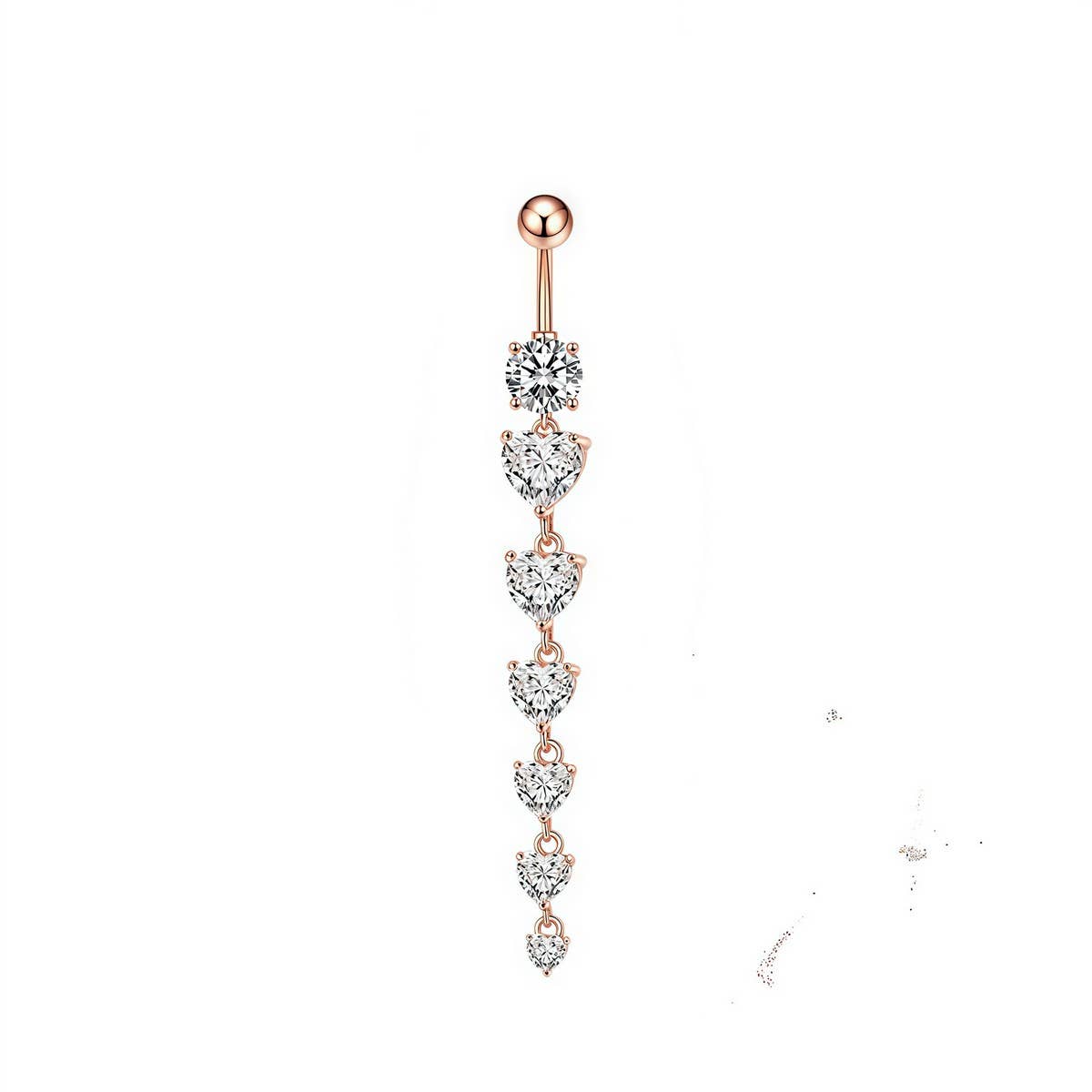 HOT COPPER CZ HEART BAR BELLY RING PIERCING_CWMM9327