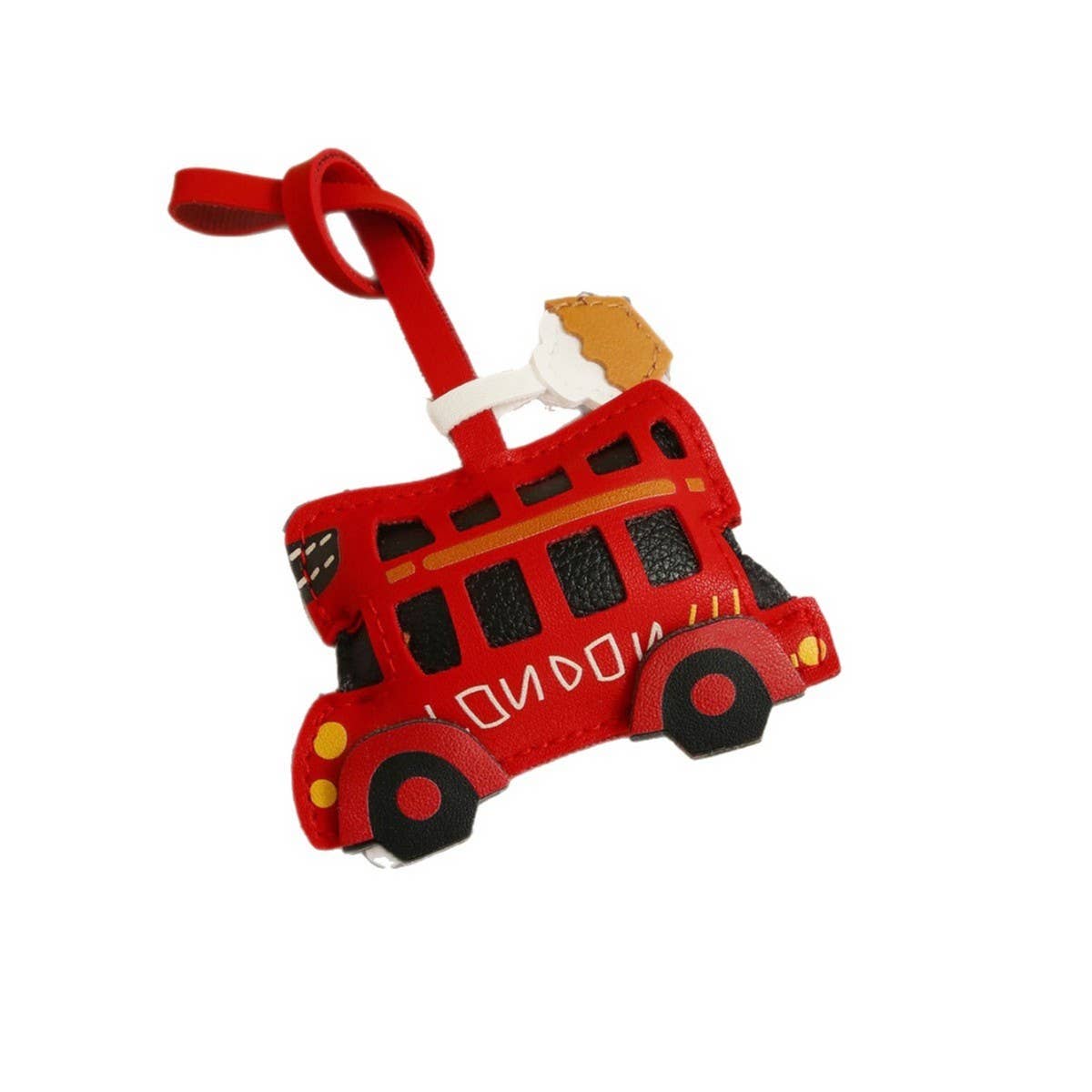BUS LEATHER KEYCHAIN COFFEE CUP BAG CHARM_CWMM7876