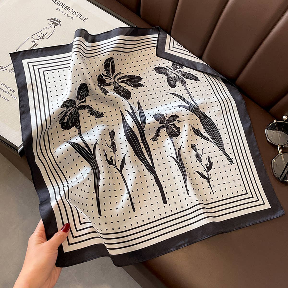 COMMUTER SCARF ARTISTIC LEAF PRINT SUNSCREEN SHAWL_CWASC0613